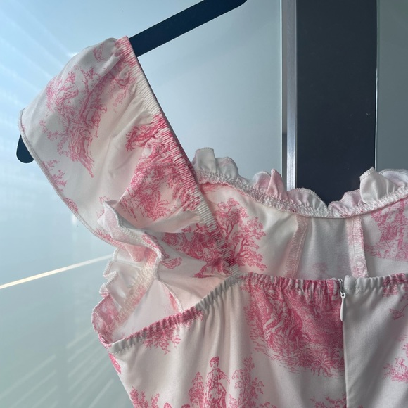 Pink floral pattern maxi knee slit dress - Picture 5 of 5